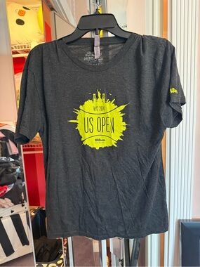 Next Level Apparel Black T‑Shirt with Neon Yellow US Open Graphic